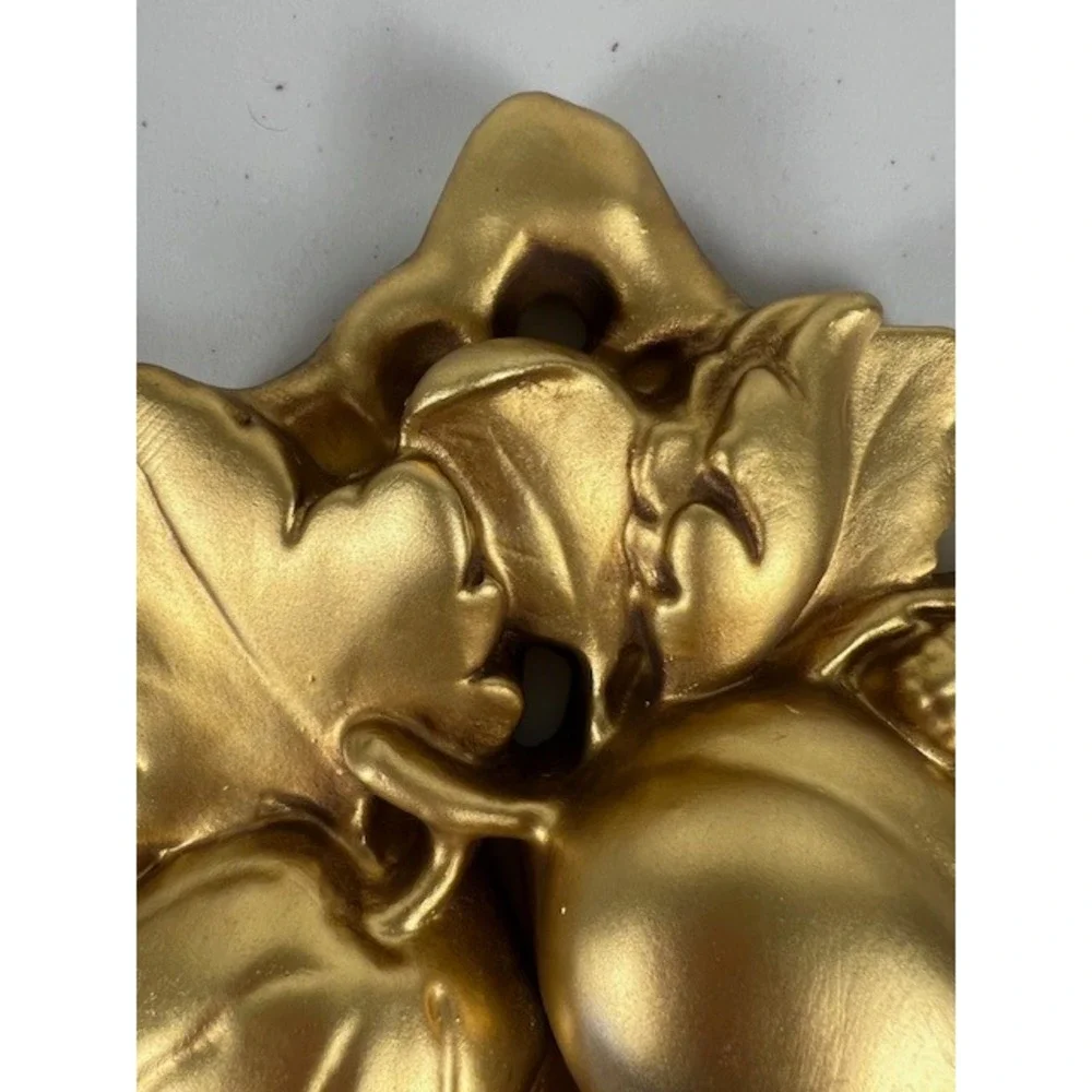 Vintage Roman Art Co Gold Fruit Wall‎ Chalkware Resin Plaque Mid Century 14 Inch